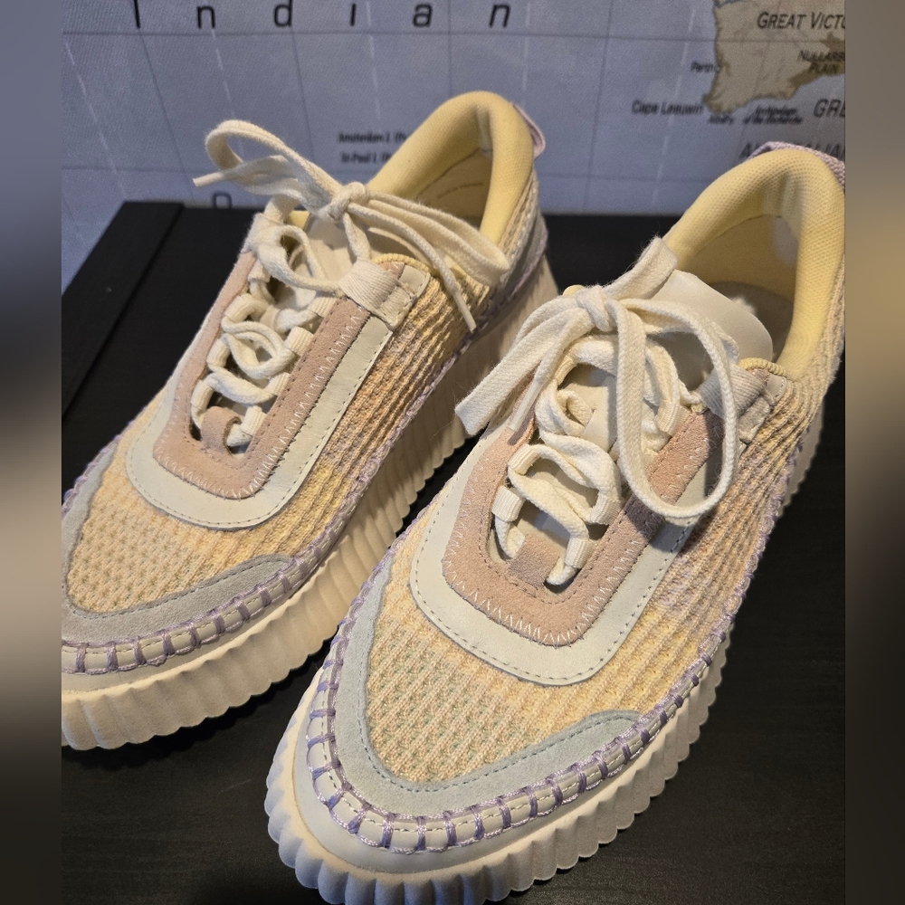 Stylish Cream and Purple Women's Sneakers